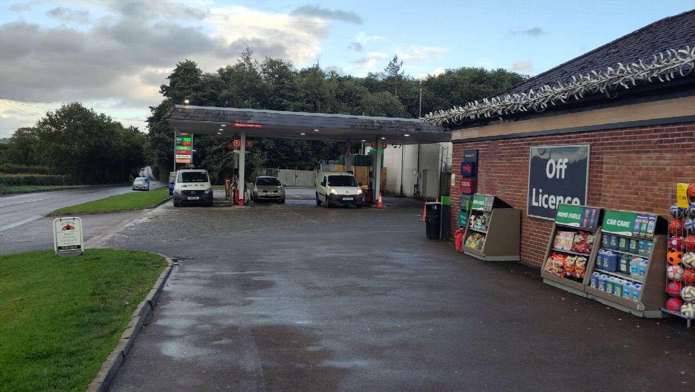 gas station about 850 m west of the CP