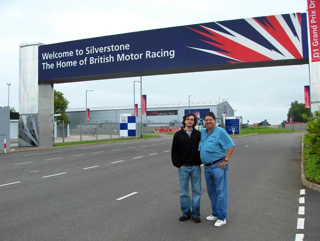 Alfredo & Alfredo at Silverstone motor racing track main entrance.