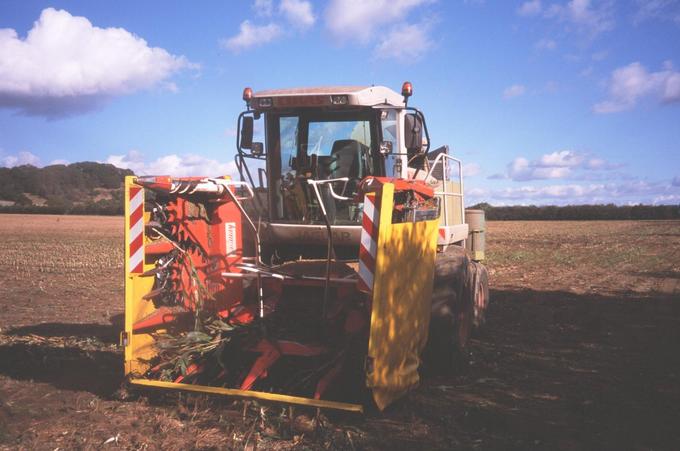 The forage harvester, 40 metres away.