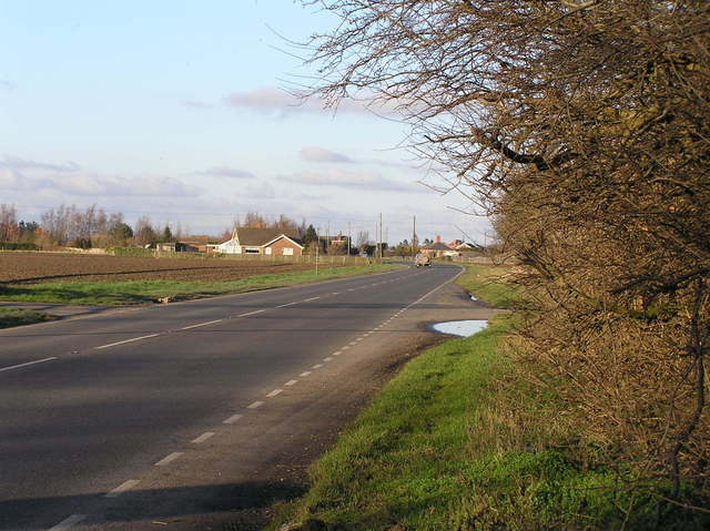 Nearest road to the confluence, Sibsey Road, the A16, looking north.