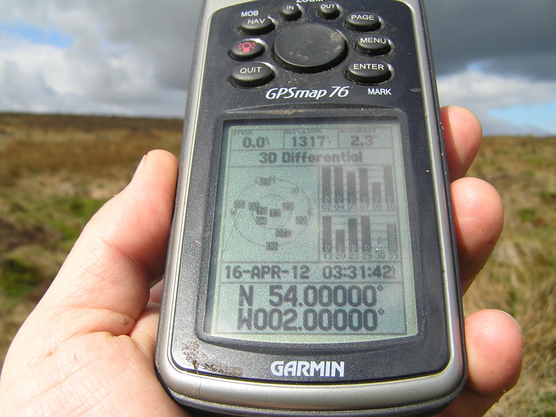 GPS reading at the confluence.