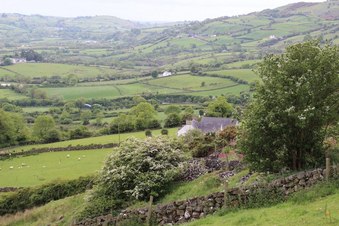 #1: Looking south-east over the confluence area, from 350 m