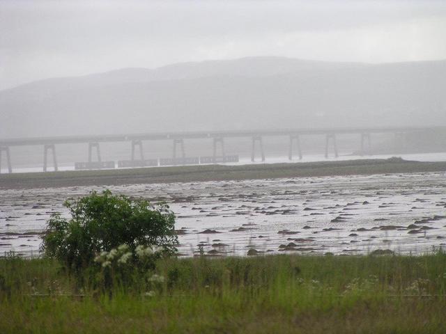 the bridge over Dornoch Firth in a heavy rainshower