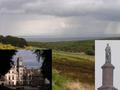 #6: the North Sea seen from close to the confluence, together with the monument of the Duke of Sutherland and Dunrobin Castle