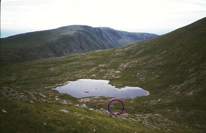 Loch Braigh Bheagarais and 58N 7W from the slopes of Tiogra Mor