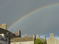 #11: In between frequent bands of rain showers, this rainbow in the centre of Kirkwall points towards 59N 03W.