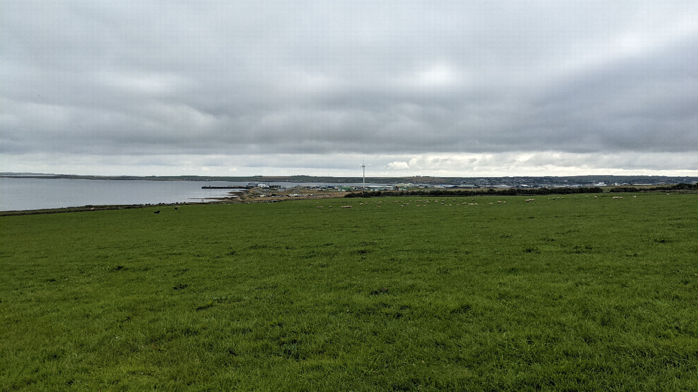 View east - the wind turbine is new