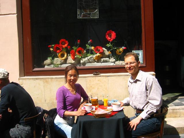 Enjoying a deserved Borshch in L'viv after 11 Confluence Visits