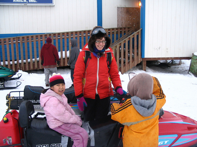 Amy with kids in Tuluksak