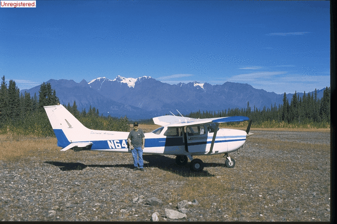 My pilot and his Cessna172. A tiny plane for such vast country.