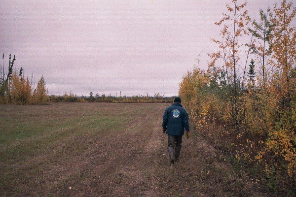 Heading north along side a field