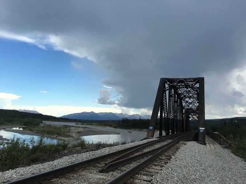 The railroad bridge across Nenana River