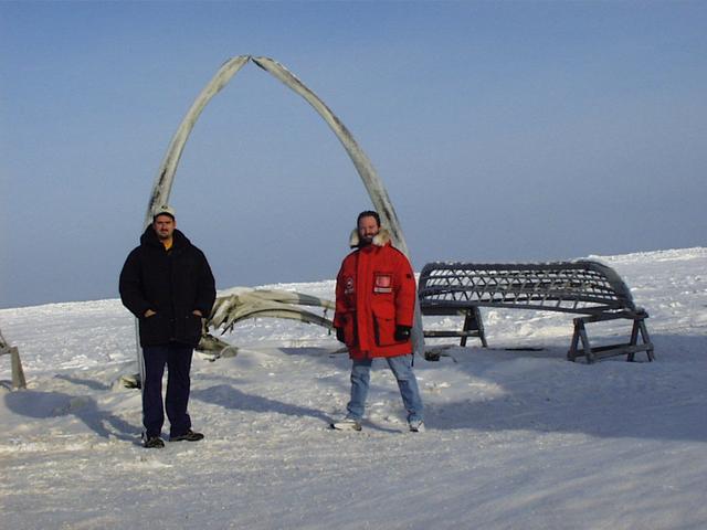 Andy and Joe at the famous Barrow whalebone shot.