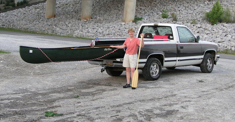 The long [canoe] and short [truck] of it:  confluence hunting on the Coosa River in Gadsden, Alabama.