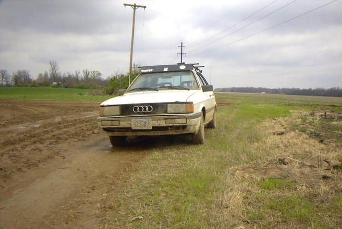 The 1986 Audi 4000 official confluence vehicle in its rally livery.
