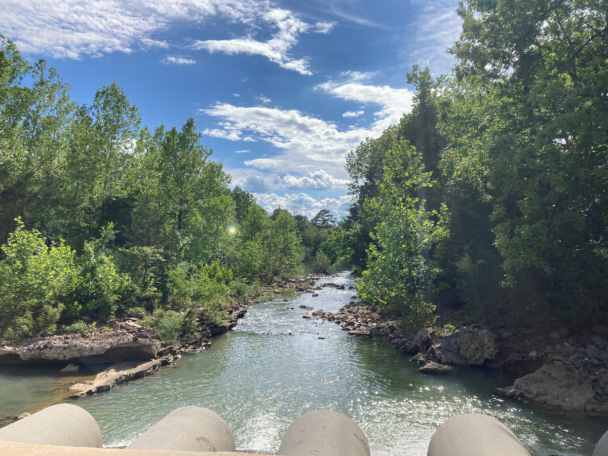 Driving over the Petit Jean River, 1.7 km northwest of 35N 94W