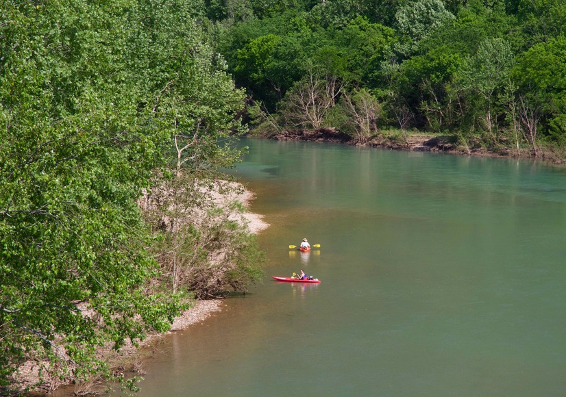 Kayakers on the nearby Buffalo National River, near the Carver entrance