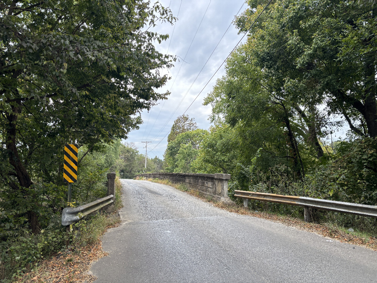 The bridge leading to the confluence point area. 
