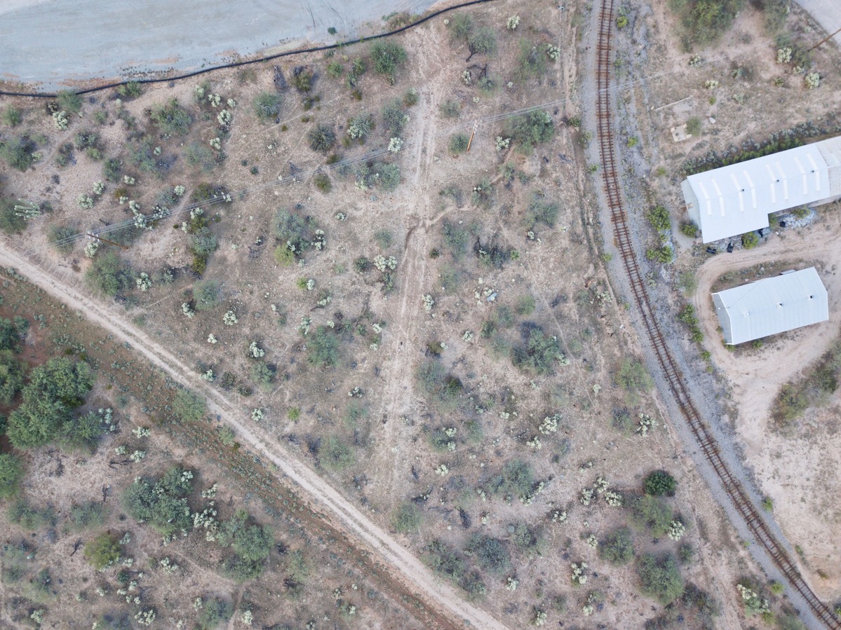 Looking down on the point from 120 m above