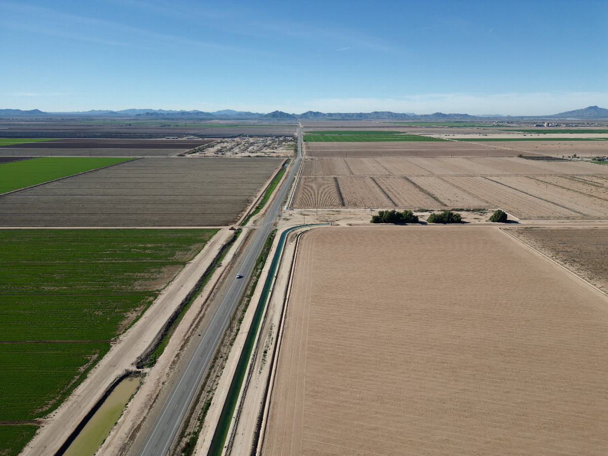 View West (towards the Ak-Chin Indian Community), from 120m above the point