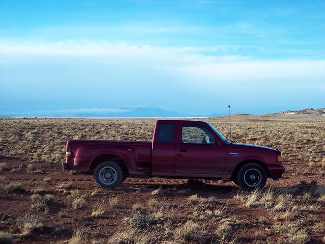 Truck and San Francisco Peaks in the background.