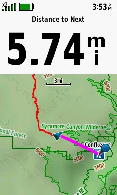 My GPS receiver, 5.74 miles from the point