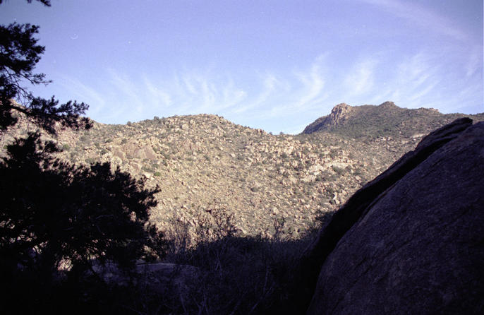 View east - I came over the saddle in the center of the picture