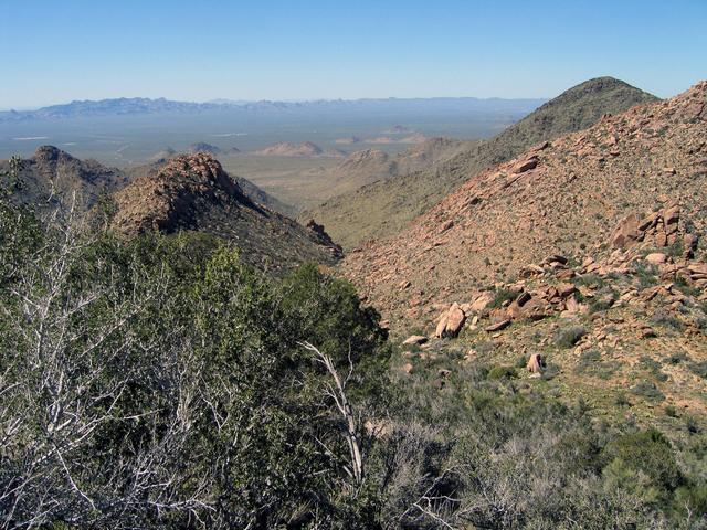 View west down the valley I came up starting from the corral