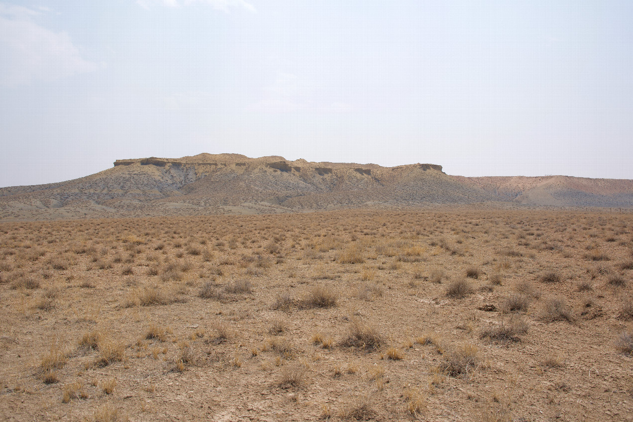 The confluence point lies in dry, desolate land in the Hopi Reservation.  (This is also a view to the South, towards the Blue Point mesa.)