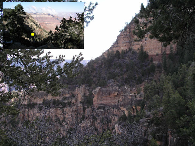 This photo of the Toroweap Formation looking east was taken from spot marked by the yellow square in the inset.