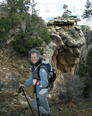 #8: A novice confluence hunter poses with a sandstone column.