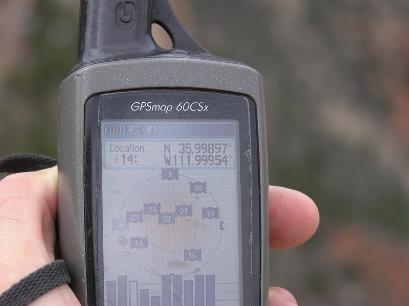 My GPS receiver, 403 feet from the confluence point