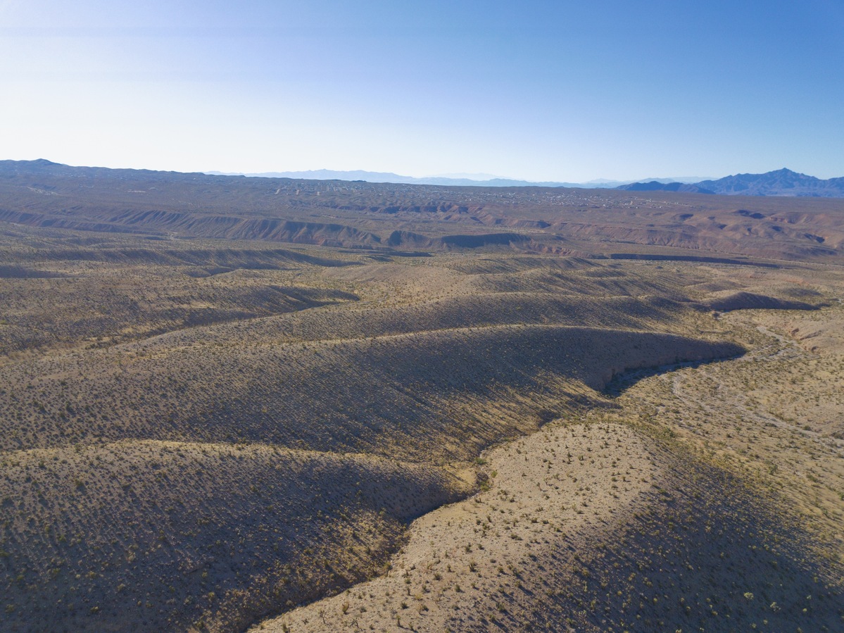 View West (towards the town of Meadview) from 120m above the point