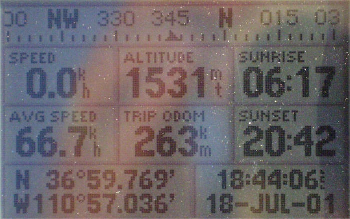 GPS screen at closest approach