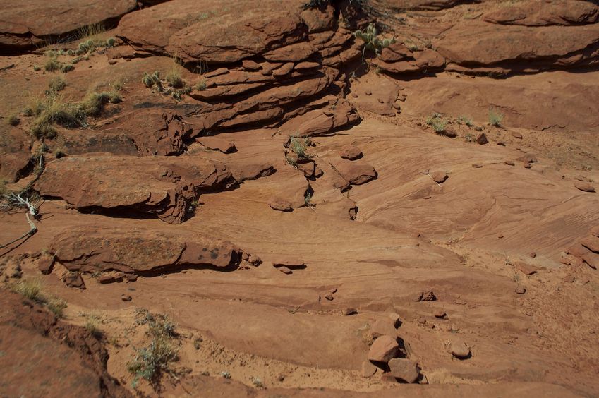 The confluence point lies on top of a large sandstone formation