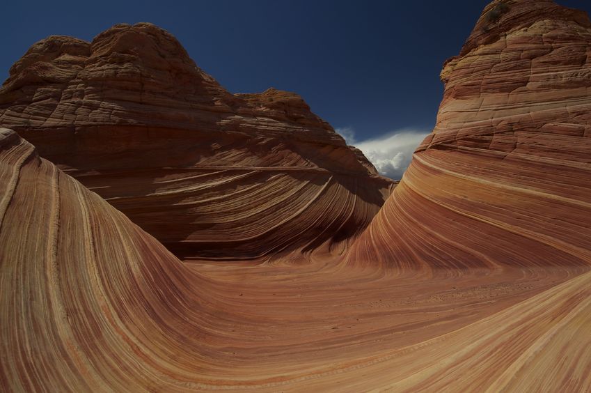 The famous "Wave" sandstone formation, just 1/2 mile from the confluence point