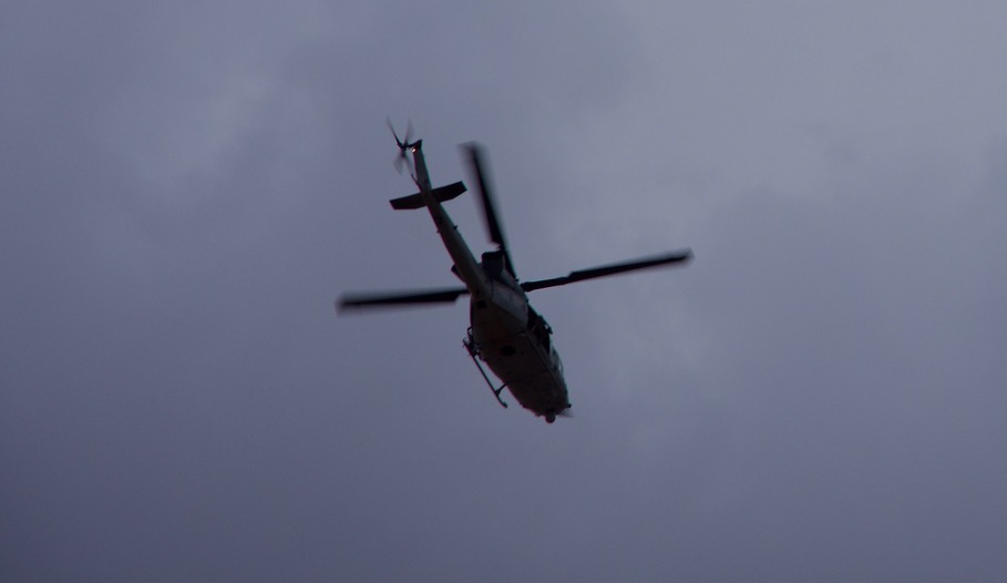 This military helicopter passed directly overhead during my visit