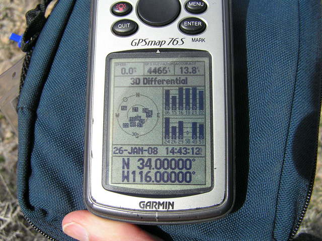 GPS reading at the confluence point.