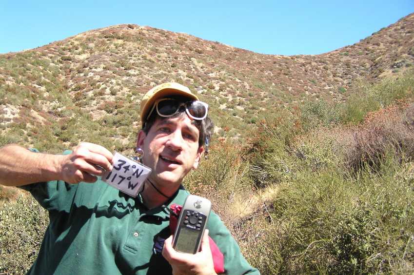 Joseph Kerski at the confluence point.  Did I mention the weather was extremely hot?