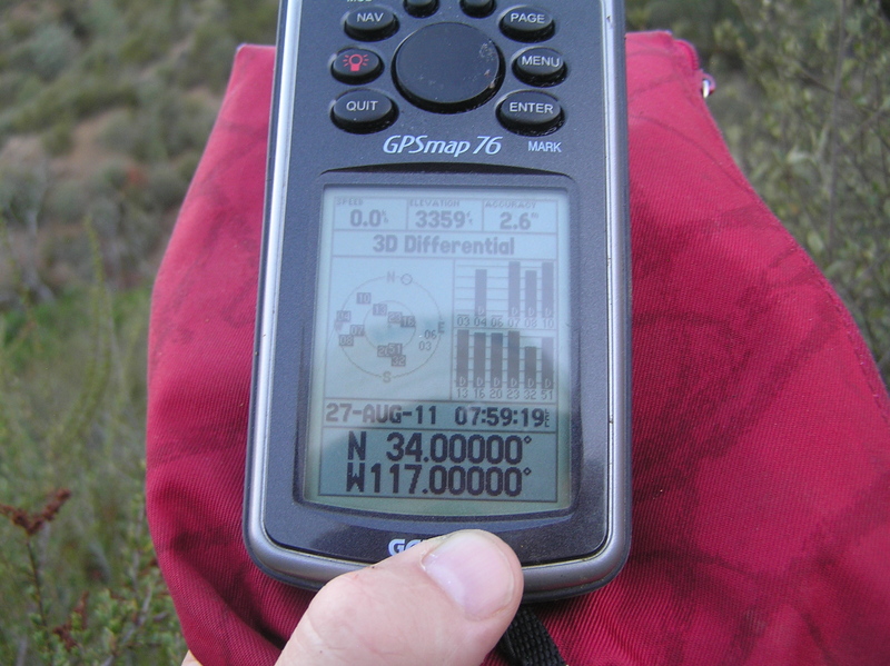 GPS reading at the confluence point - 10 satellites in view.