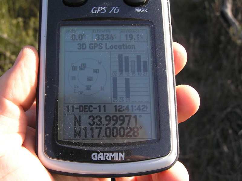 GPS reading at the confluence site.