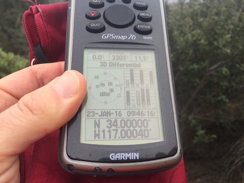 GPS reading at the confluence point. 