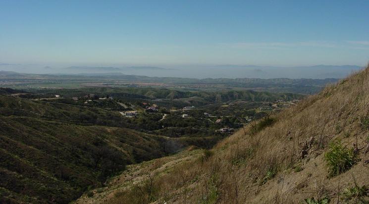 (South-West) Looking down the ravine, Moreno Valley under haze
