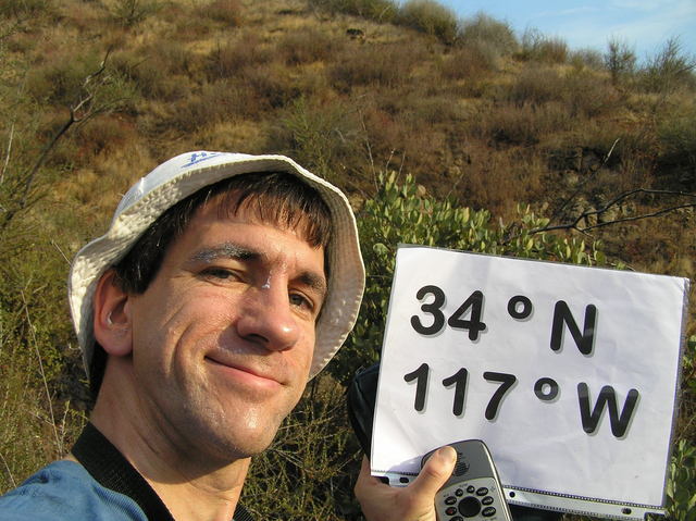 Joseph Kerski at the confluence site.