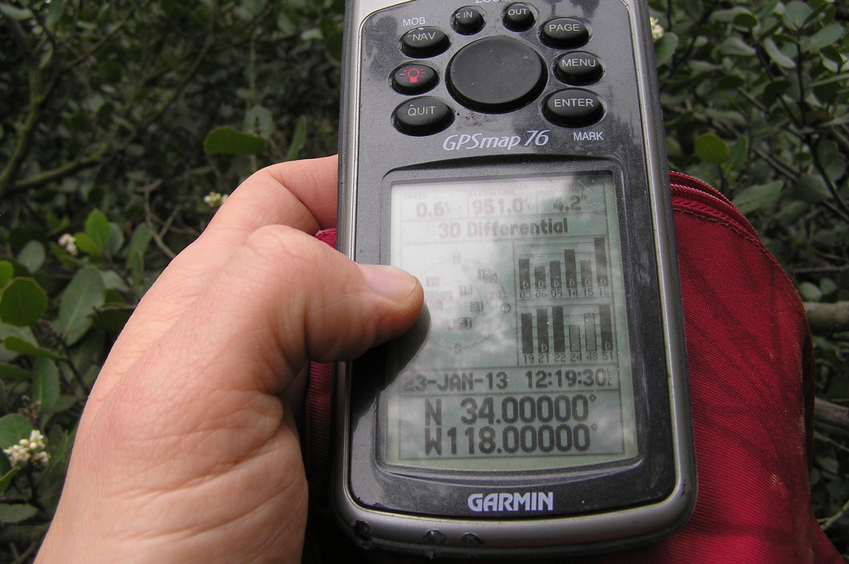 GPS reading at the confluence. 