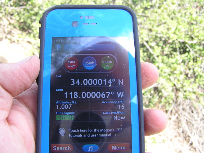 GPS reading at the confluence point.