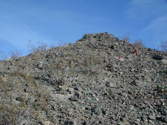 Looking South: A small hill about 40' away