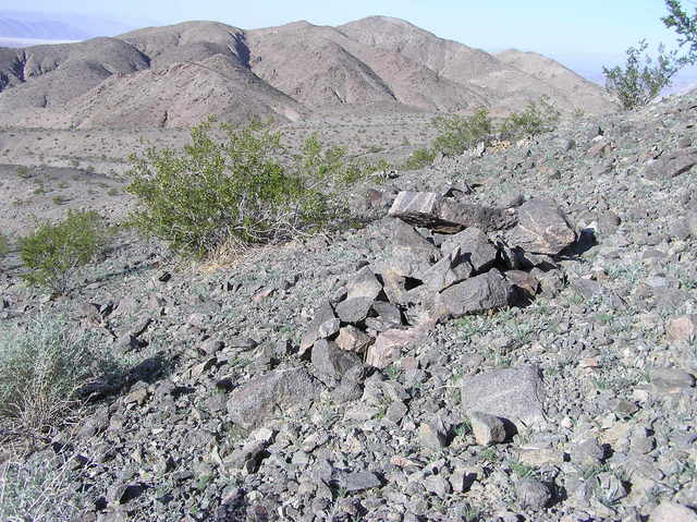 The confluence point (marked by a rock cairn built by earlier visitors)