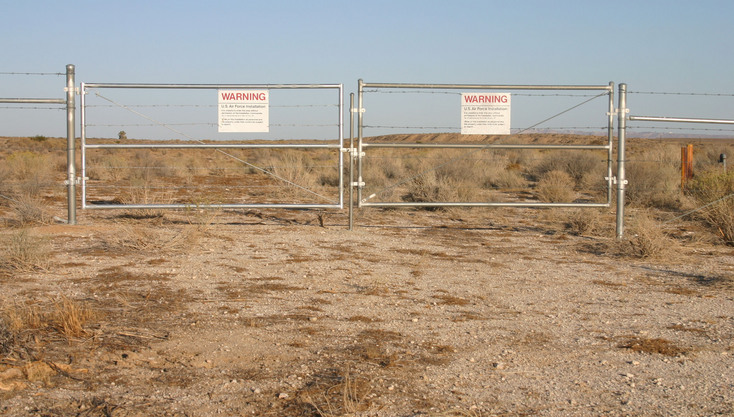 The nearby gate at Edwards AFB