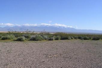 #1: The Spring Mountains - and 11,920-foot Charleston Peak - to the northeast of the confluence, marked by an 'x'.